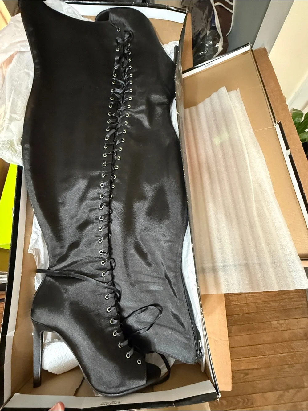 Forever 21 Black Lace-Up Over-the-Knee Stiletto Boots